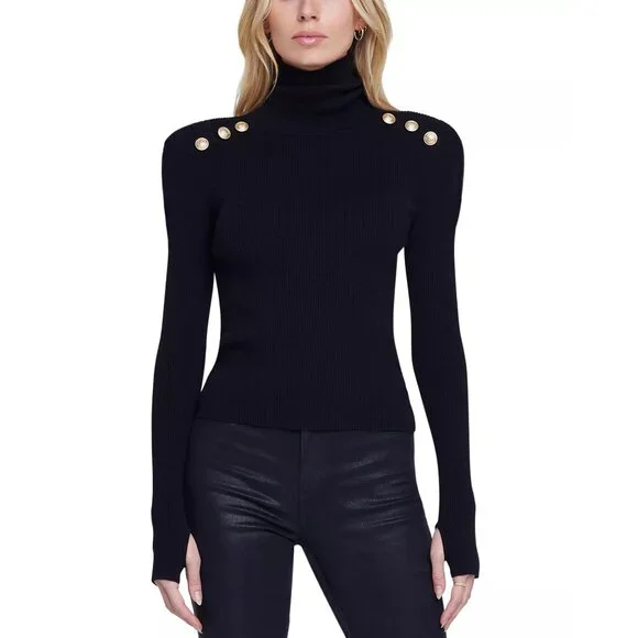 NWT L’AGENCE Reeves Turtleneck Sweater Black Size Small - Picture 1 of 8